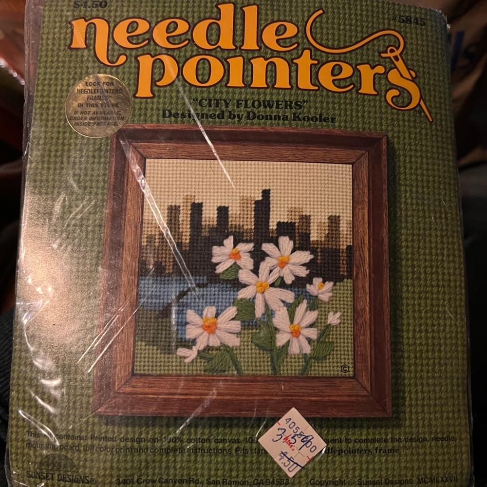 Vintage Floral Needlepoint Kit - Green and Brown